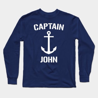 Nautical Captain John Personalized Boat Anchor Long Sleeve T-Shirt